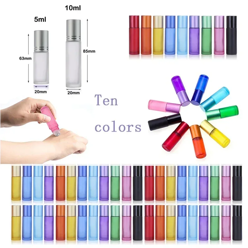 Perfume Atomizer Travel - ขวดแก้วฝ้าแบบลูกกลิ้งขนาด 5-10 มล. 10/30/50 ชิ้น สำหรับน้ำมันหอมระเหย