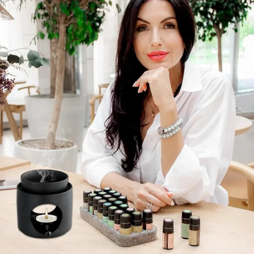 Home Fragrance Tranquillity - เตาอโรมาเซรามิกสำหรับน้ำมันหอมระเหย 100 มล. ใช้กับเทียนหอมและกำยาน ให้กลิ่นหอมในบ้าน