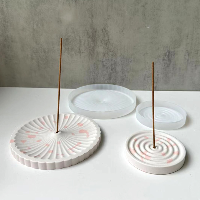 Home Fragrance Incense Sticks - แม่พิมพ์ถาดธูปซิลิโคน 1 ชิ้น, แม่พิมพ์ธูปแบบวงกลม DIY, แม่พิมพ์ปูนซีเมนต์ยิปซั่ม,