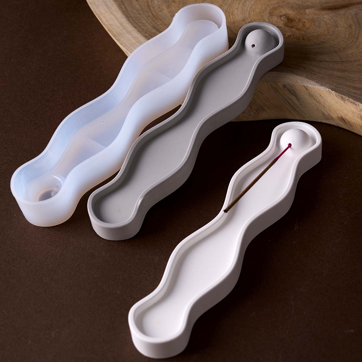 Home Fragrance Incense Sticks - Wave ยาวธูปใส่ถาดแม่พิมพ์ซิลิโคน DIY ธูป Sticks ฐานหล่อแม่พิมพ์ปูนปลาสเตอร์อีพ็อกซี่เรซิ่นหัตถกรรมตกแต่งบ้าน