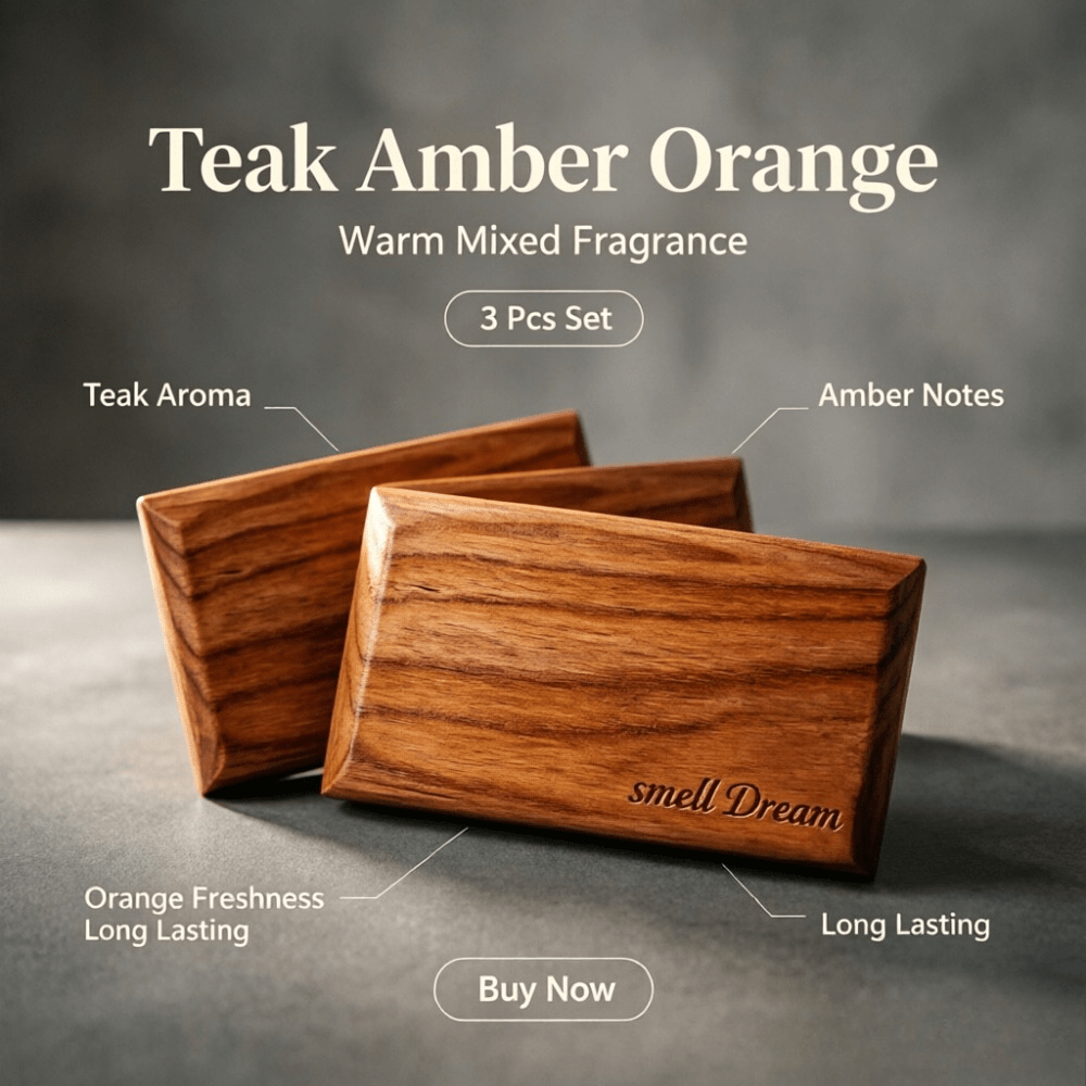 Home Fragrance Brand - น้ำหอมปรับอากาศในรถยนต์ กลิ่นไม้สักอำพันส้ม ชุด 3 ชิ้น กลิ่นหอมติดทนนาน