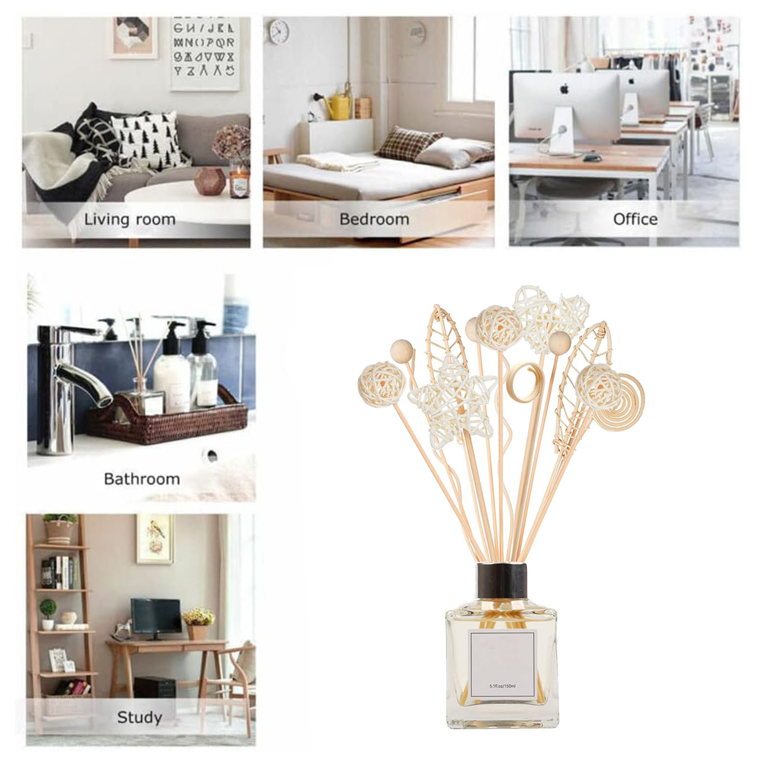 ก้านไม้หอมหวายยาวแบบหยัก 5/15  - Home Fragrance Diffuser Refills บทวิจารณ์และราคา
